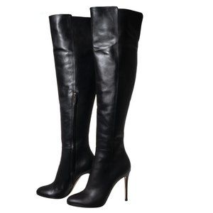NIB Gianvito Rossi Black Leather Over The Knee Boots Size 37